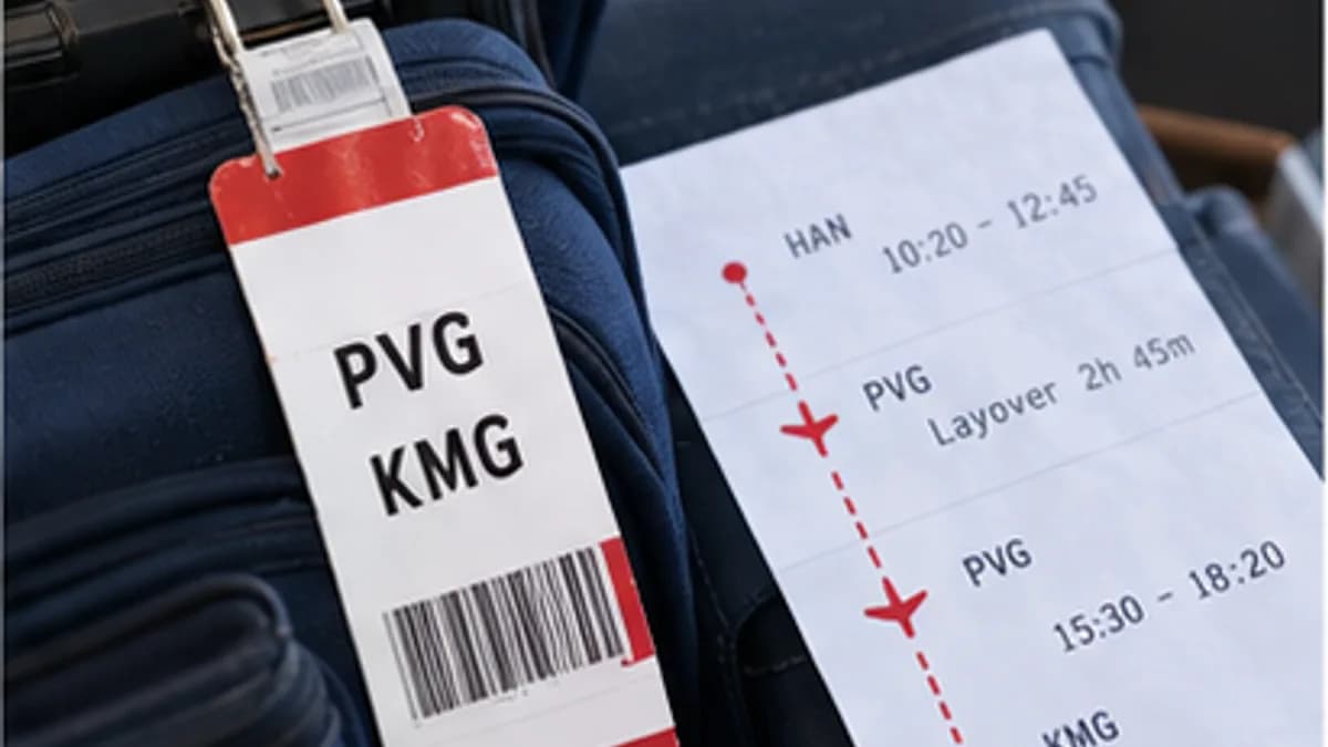Minh họa ngày giờ địa phương trên vé đi Trung Quốc